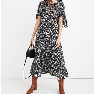 Brand New Madewell Tie-Sleeve Tiered Midi Dress